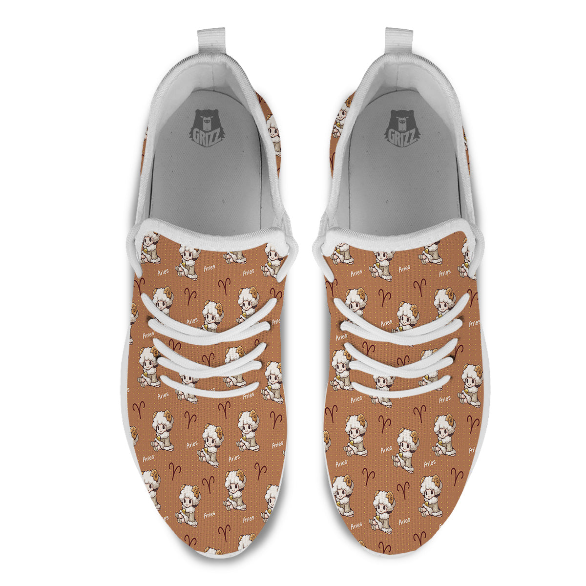 Aries Cute Cartoon Print Pattern White Athletic Shoes-grizzshop