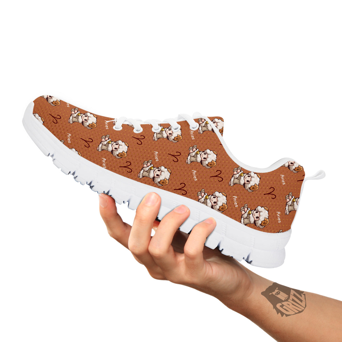 Aries Cute Cartoon Print Pattern White Sneaker-grizzshop