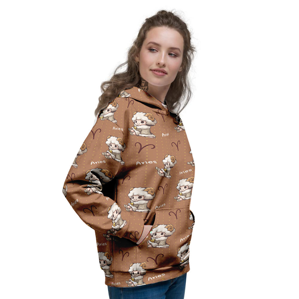 Aries Cute Cartoon Print Pattern Women's Hoodie-grizzshop
