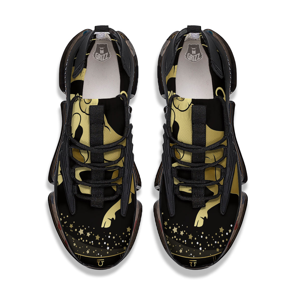 Aries Sign Black And Gold Print Black Gym Shoes-grizzshop