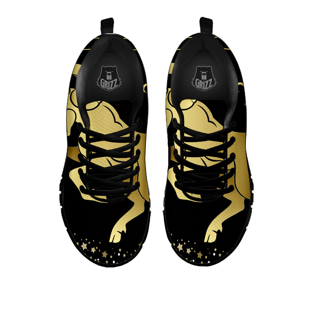 Aries Sign Black And Gold Print Black Sneaker-grizzshop