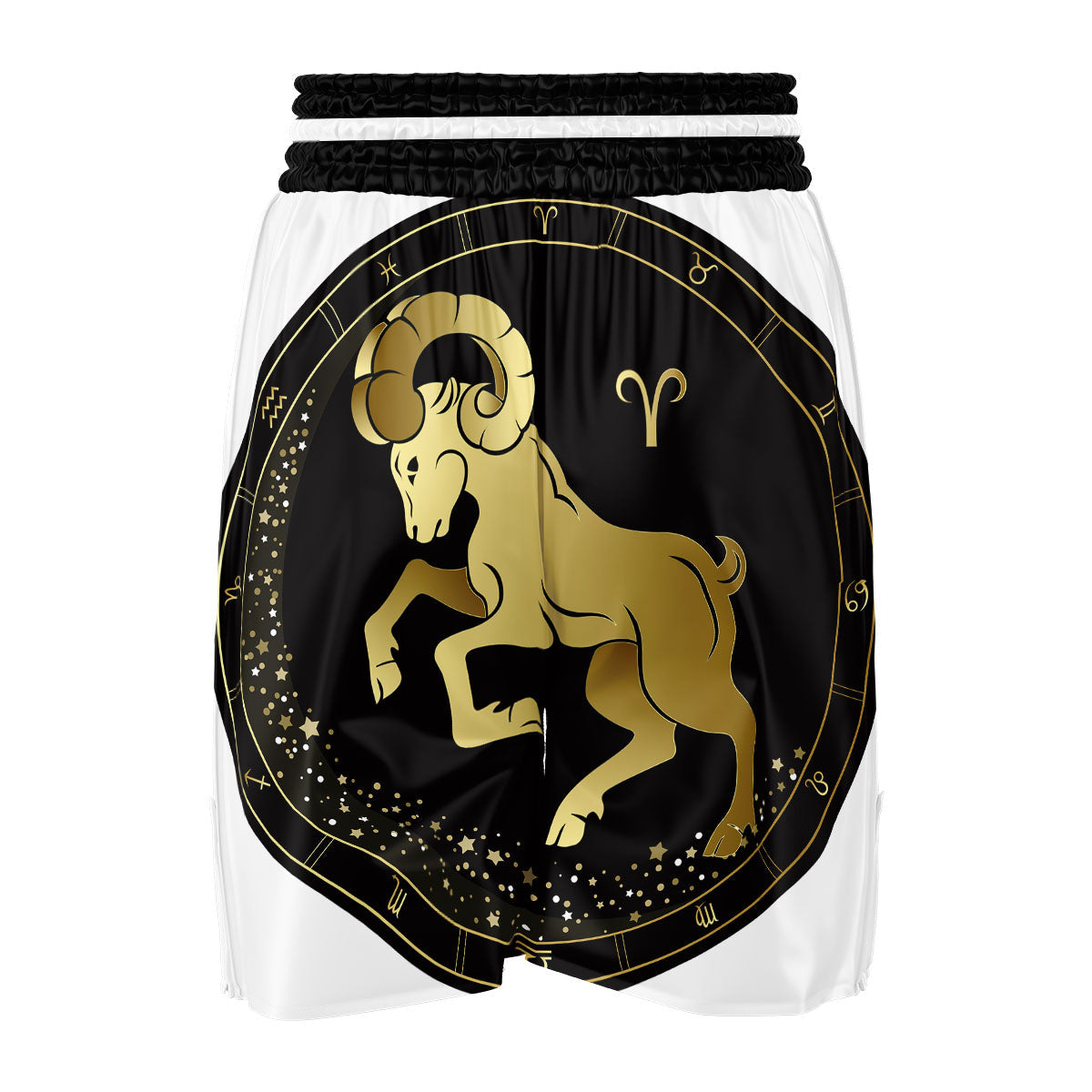 Aries Sign Black And Gold Print Boxing Shorts-grizzshop