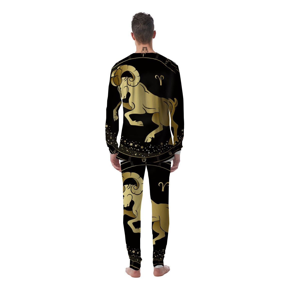 Aries Sign Black And Gold Print Men's Pajamas-grizzshop