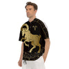 Aries Sign Black And Gold Print Men's Short Sleeve Shirts-grizzshop