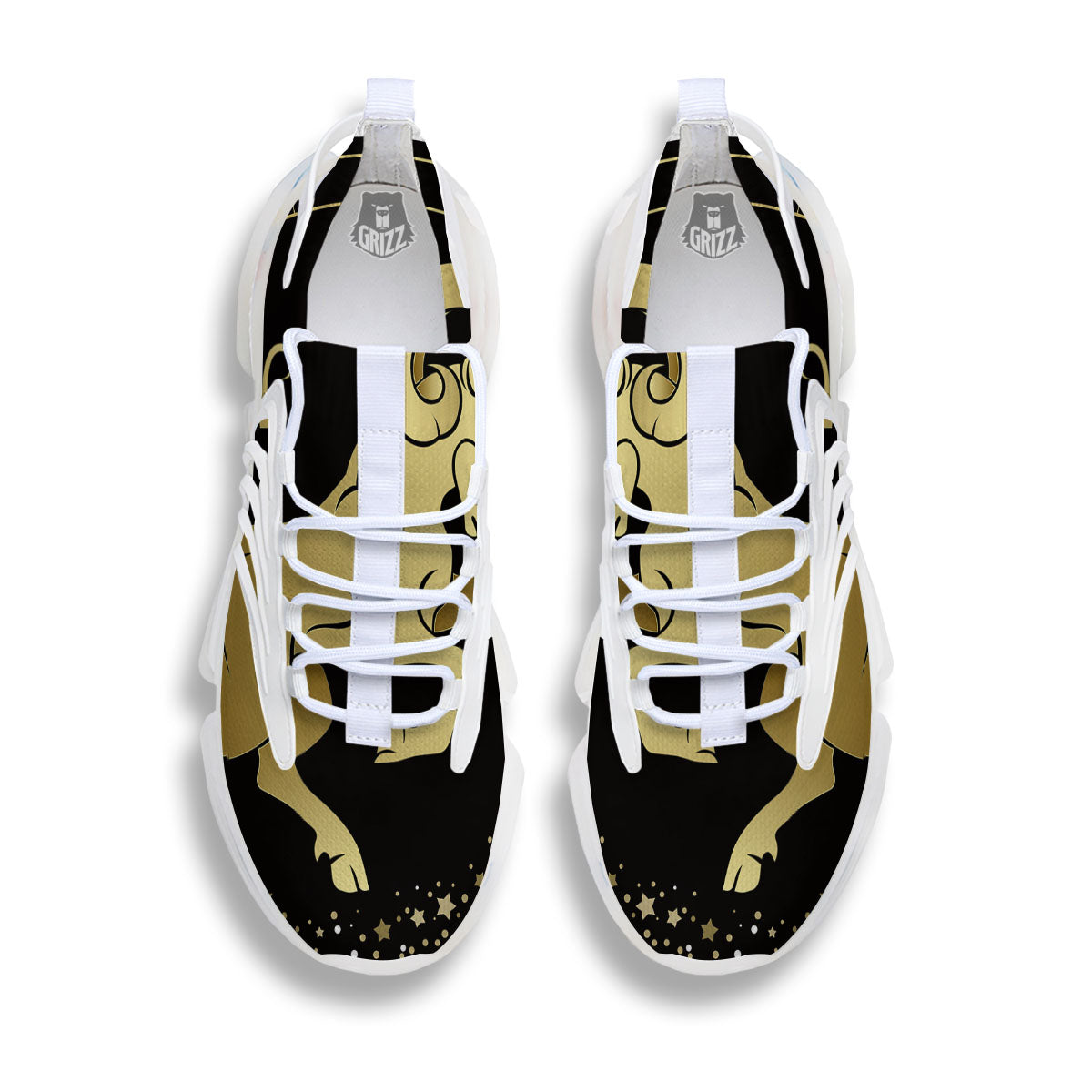 Aries Sign Black And Gold Print White Gym Shoes-grizzshop