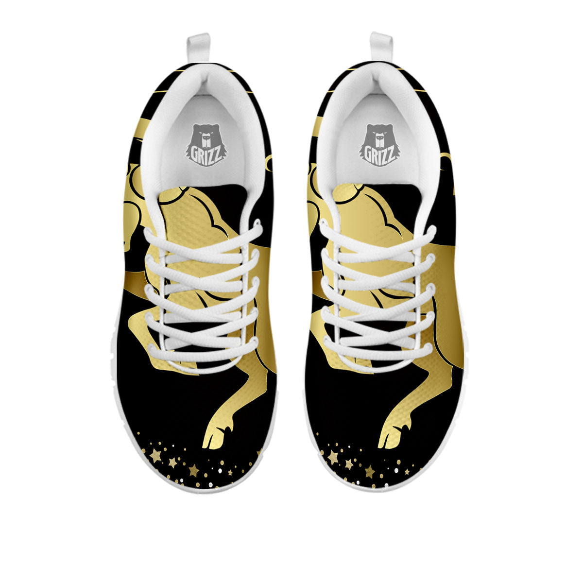 Aries Sign Black And Gold Print White Sneaker-grizzshop