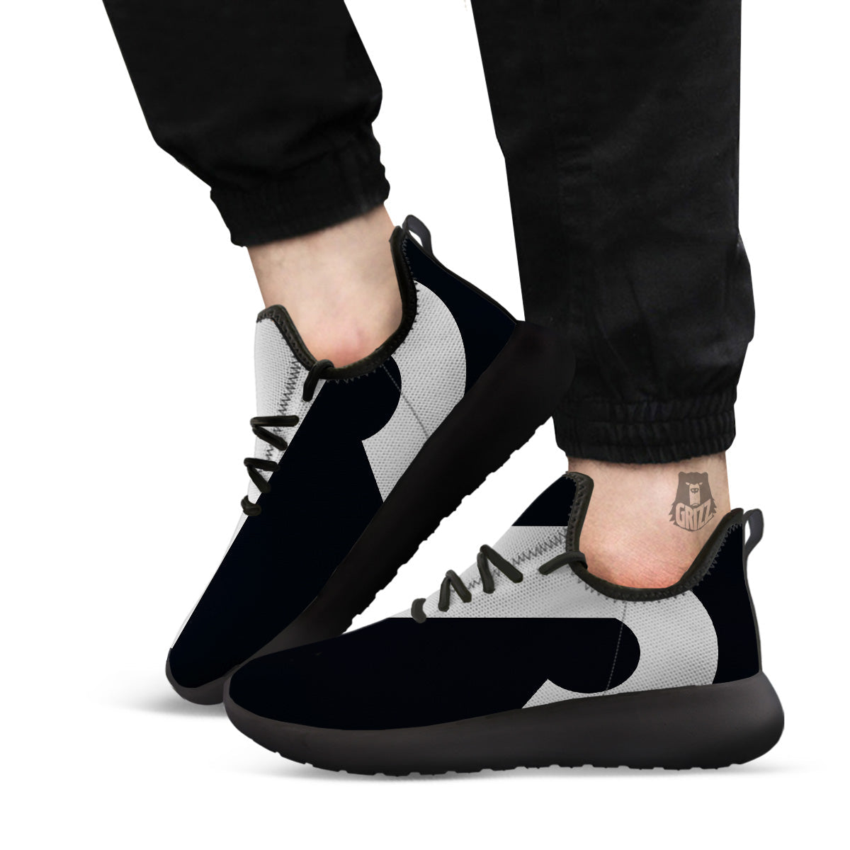 Aries Sign White And Black Print Black Athletic Shoes-grizzshop