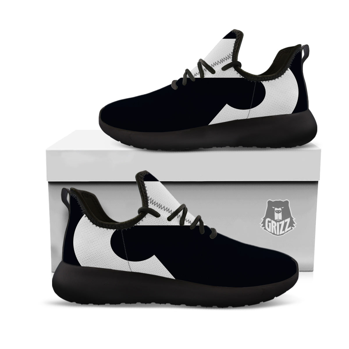 Aries Sign White And Black Print Black Athletic Shoes-grizzshop