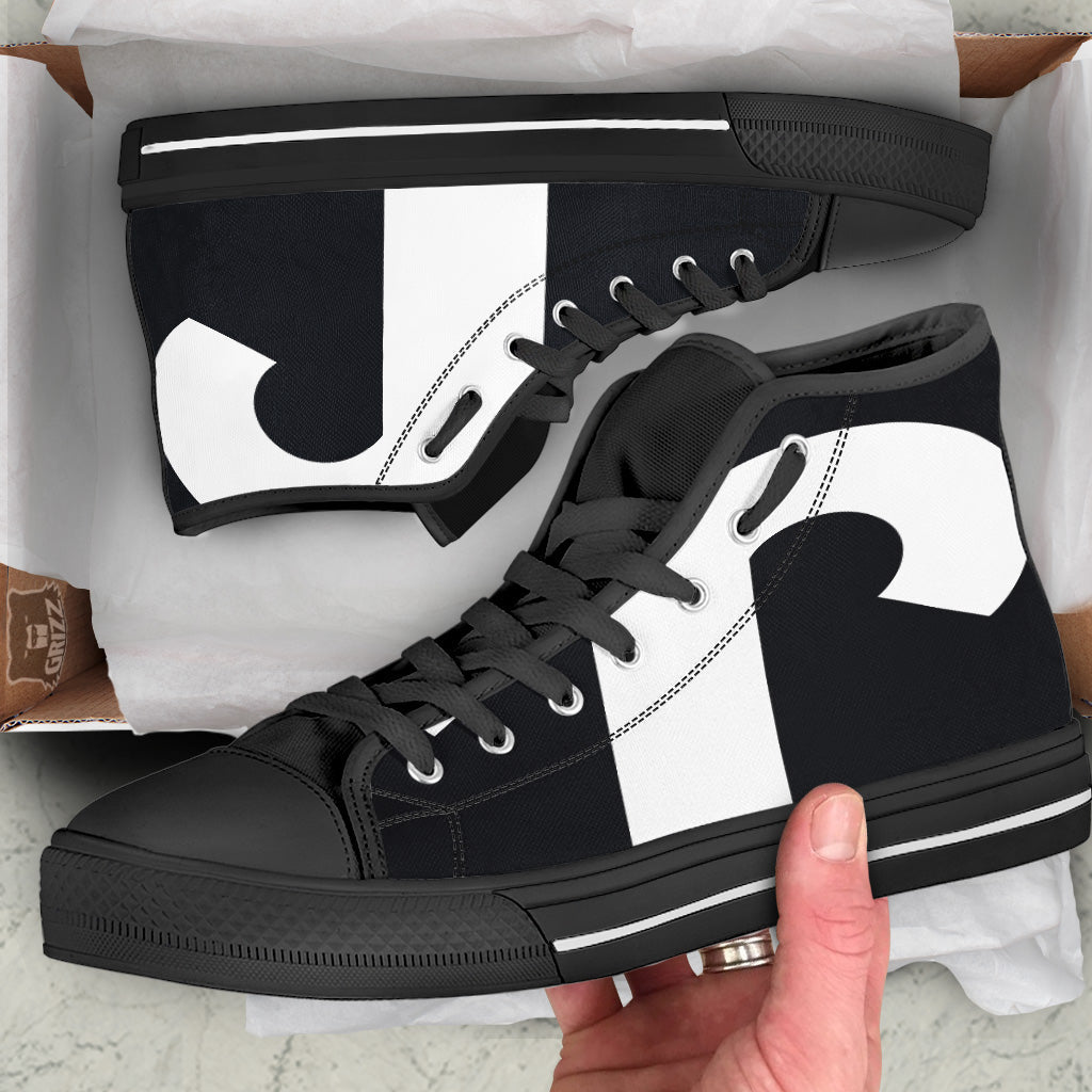 Aries Sign White And Black Print Black High Top Shoes-grizzshop