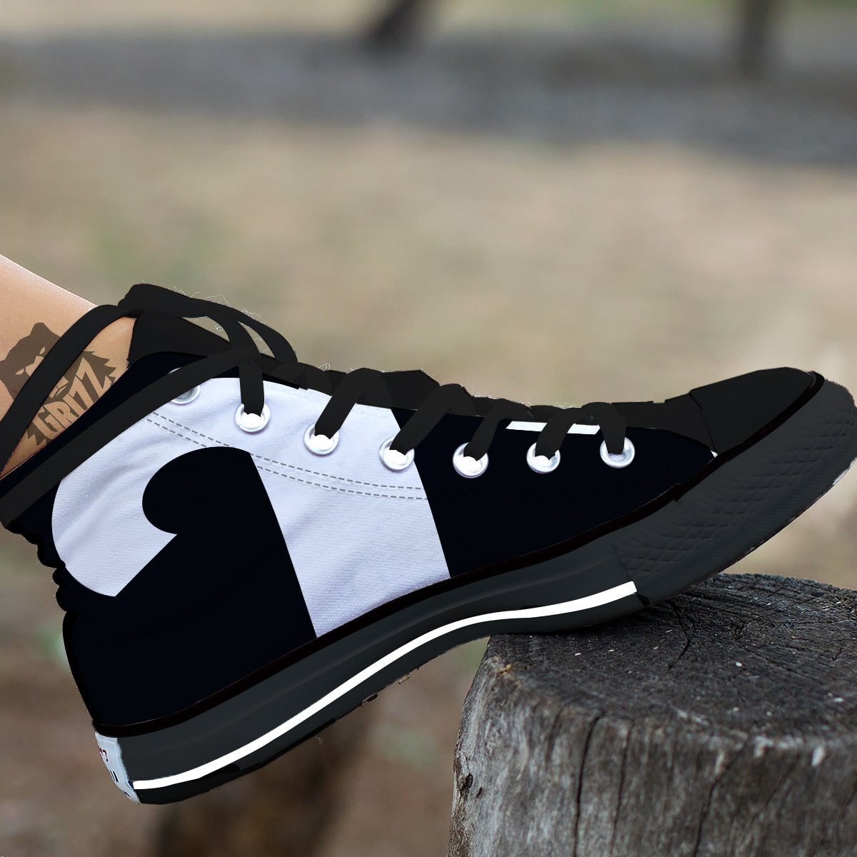 Aries Sign White And Black Print Black High Top Shoes-grizzshop