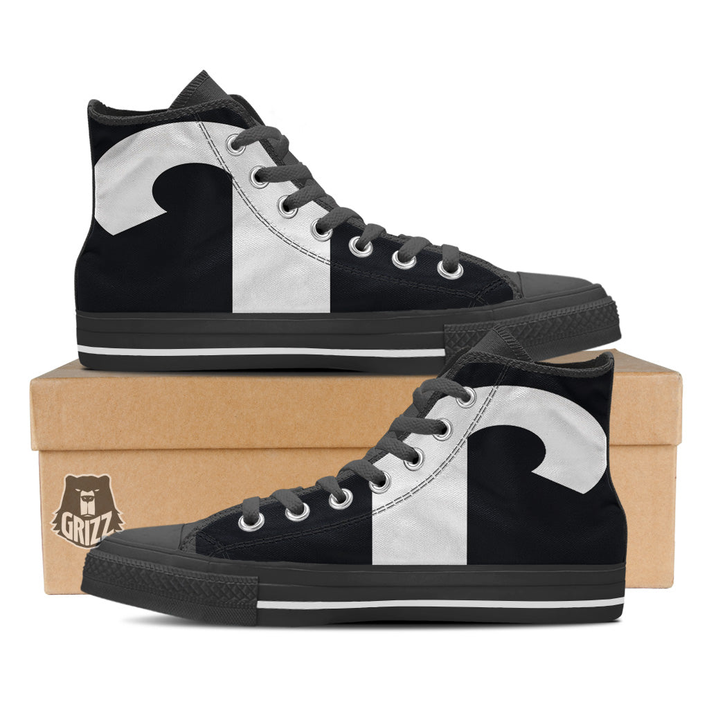 Aries Sign White And Black Print Black High Top Shoes-grizzshop