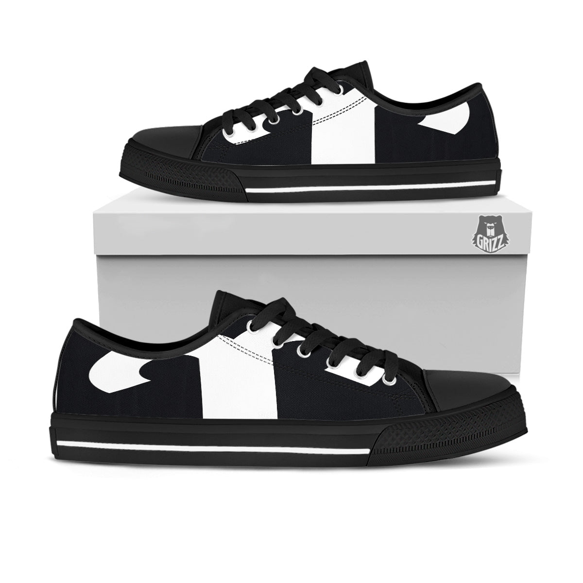 Aries Sign White And Black Print Black Low Top Shoes-grizzshop
