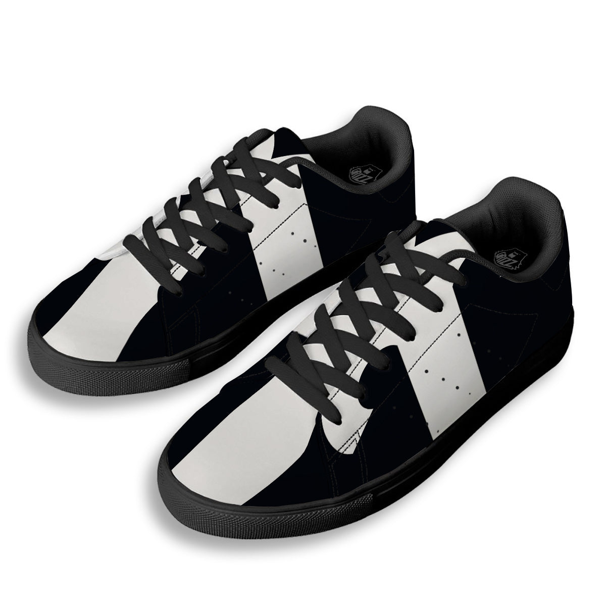 Aries Sign White And Black Print Black Low Top Sneakers-grizzshop