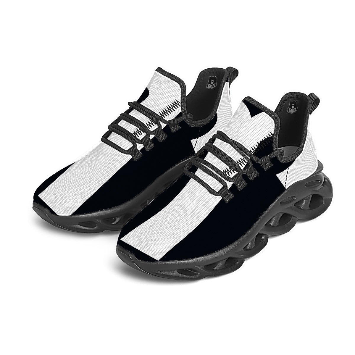 Aries Sign White And Black Print Black Running Shoes-grizzshop