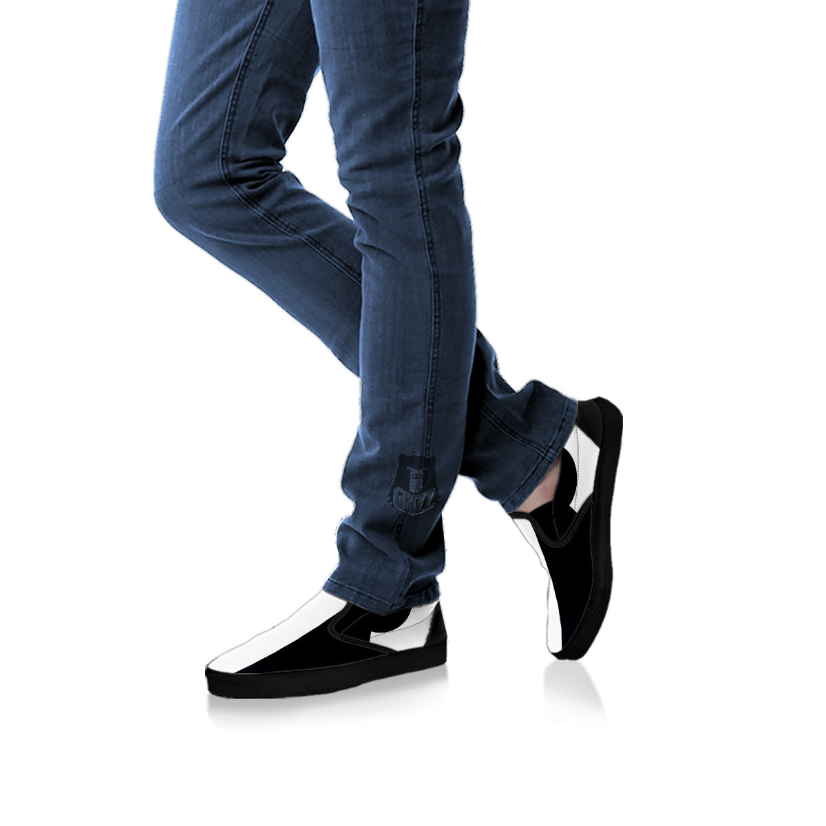Aries Sign White And Black Print Black Slip On Shoes-grizzshop