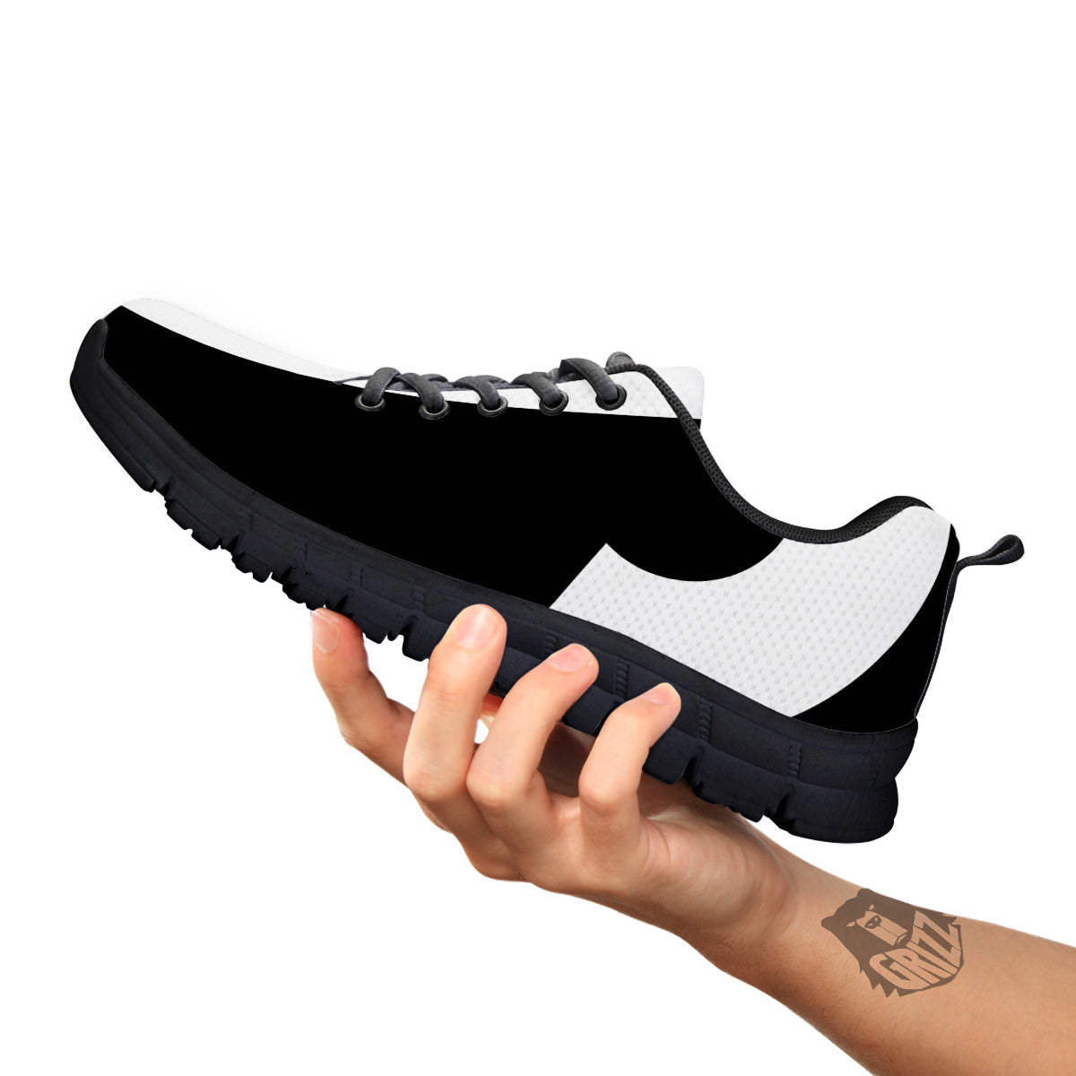 Aries Sign White And Black Print Black Sneaker-grizzshop
