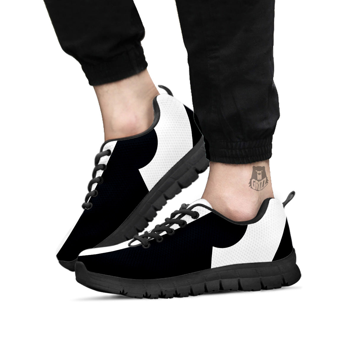 Aries Sign White And Black Print Black Sneaker-grizzshop