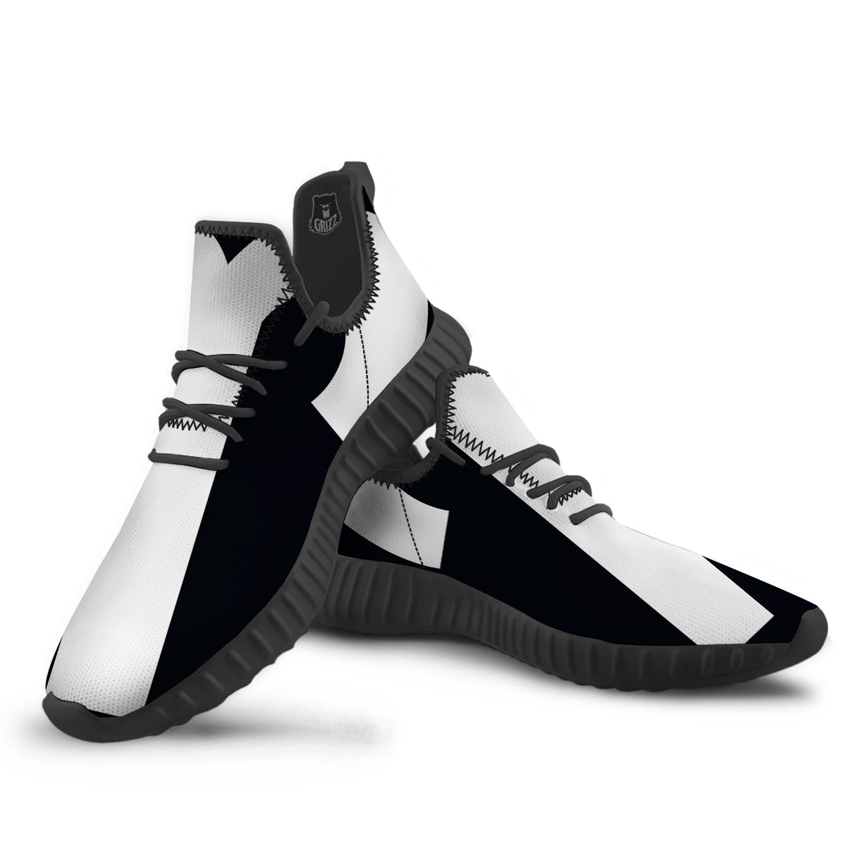 Aries Sign White And Black Print Black Walking Shoes-grizzshop