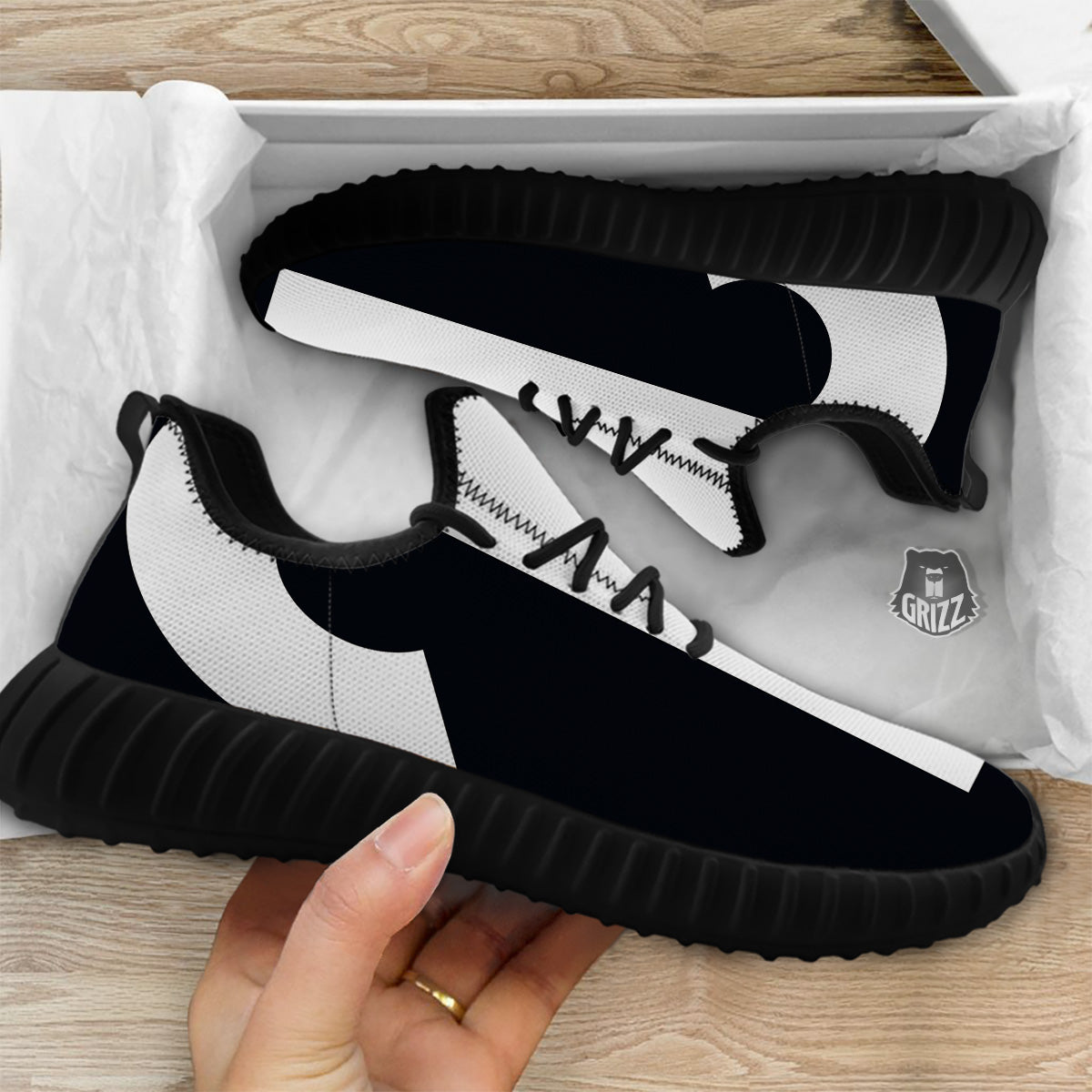 Aries Sign White And Black Print Black Walking Shoes-grizzshop