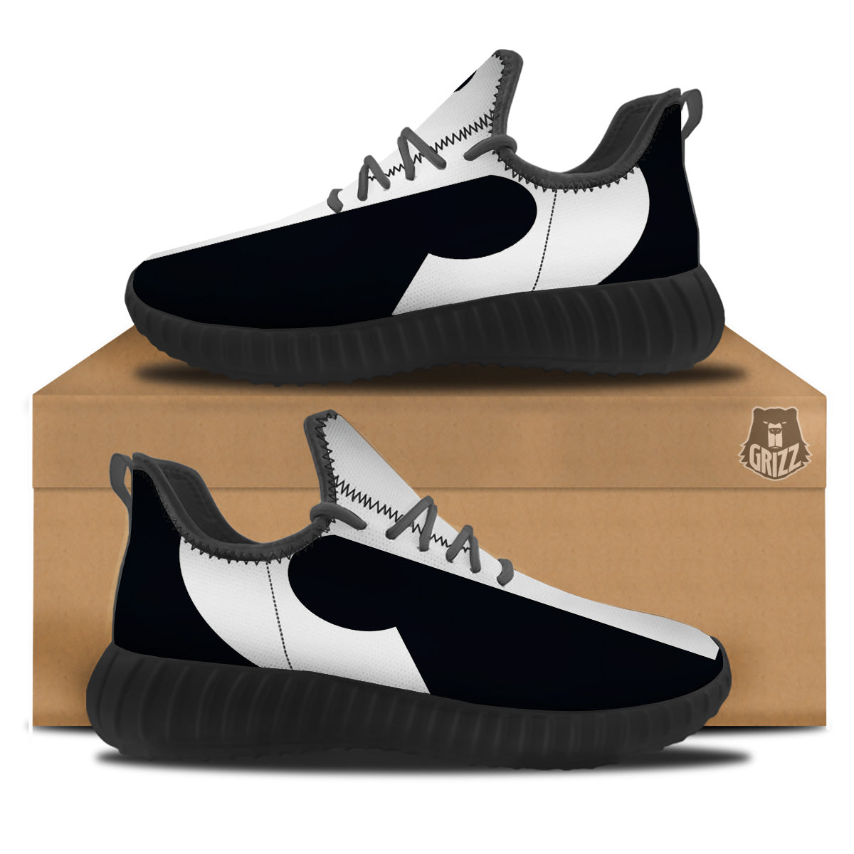 Aries Sign White And Black Print Black Walking Shoes-grizzshop