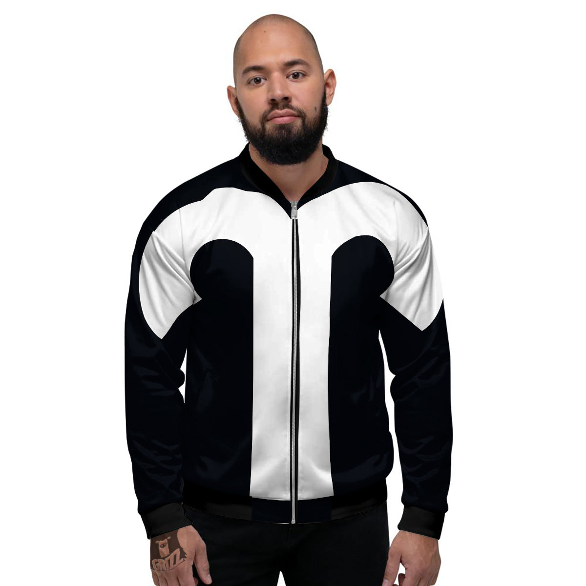 Aries Sign White And Black Print Men's Bomber Jacket-grizzshop