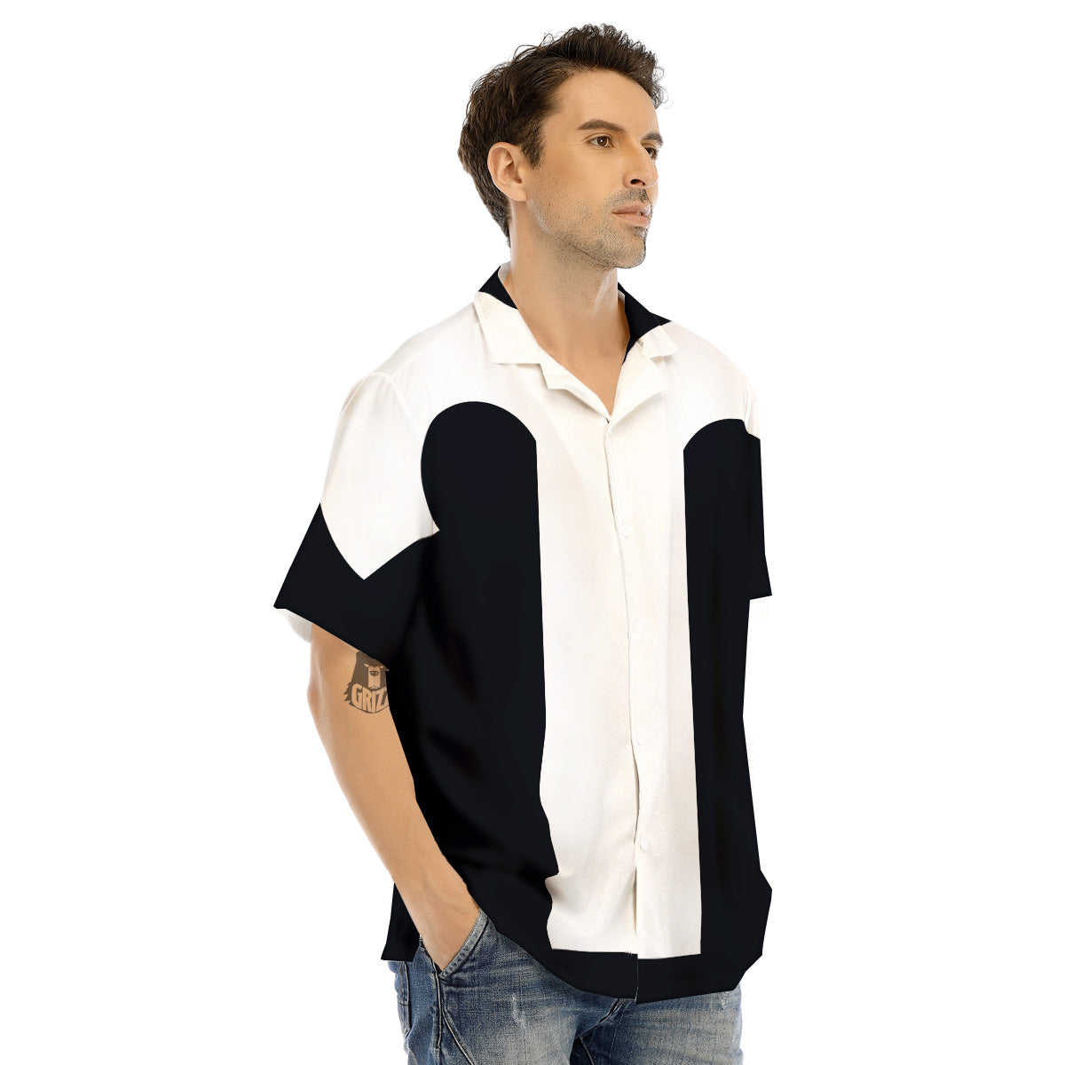 Aries Sign White And Black Print Men's Hawaiian Shirt-grizzshop