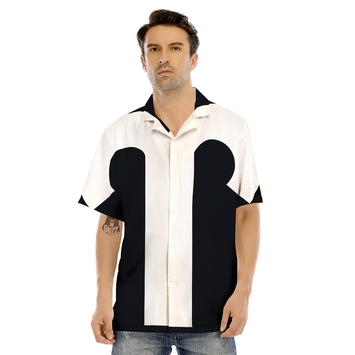 Aries Sign White And Black Print Men's Hawaiian Shirt-grizzshop