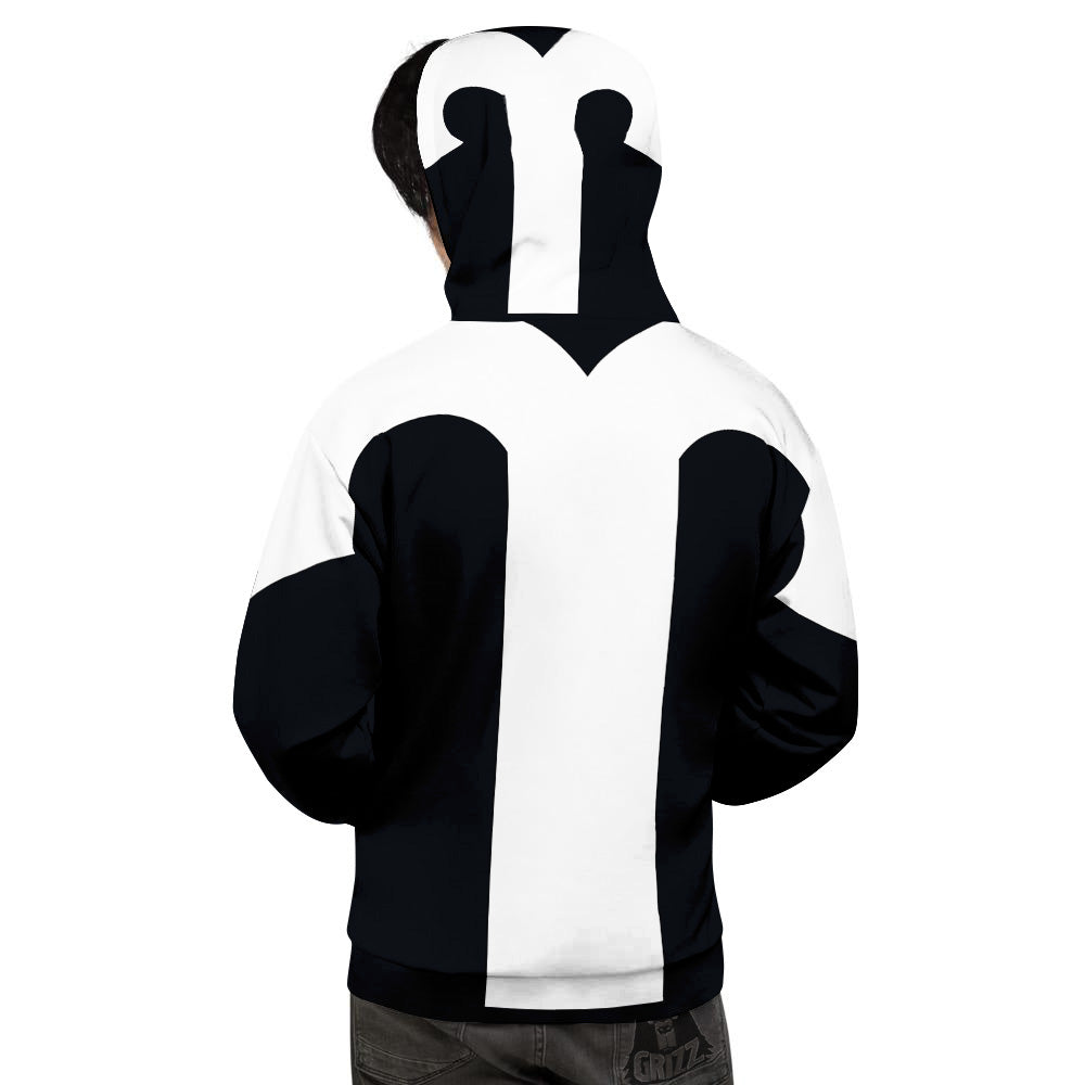 Aries Sign White And Black Print Men's Hoodie-grizzshop
