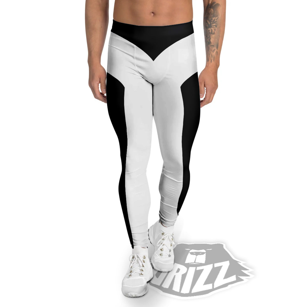 Aries Sign White And Black Print Men's Leggings-grizzshop