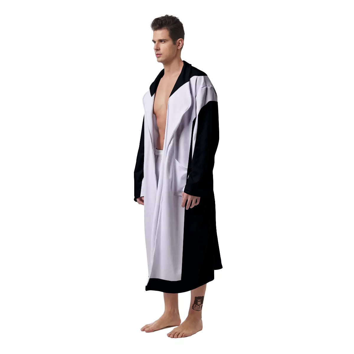 Aries Sign White And Black Print Men's Robe-grizzshop