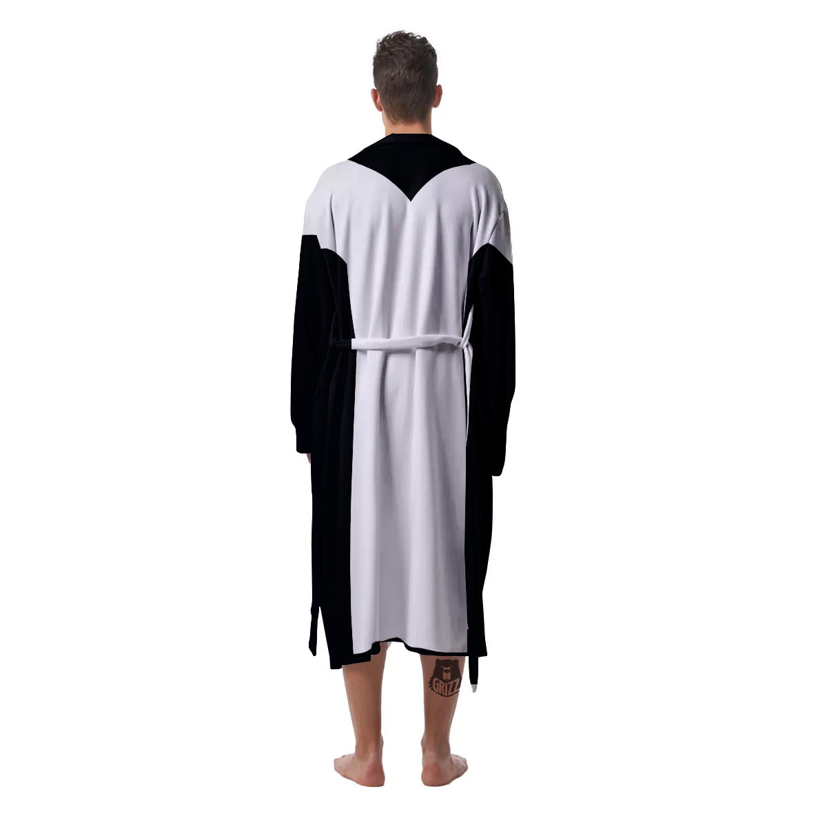 Aries Sign White And Black Print Men's Robe-grizzshop