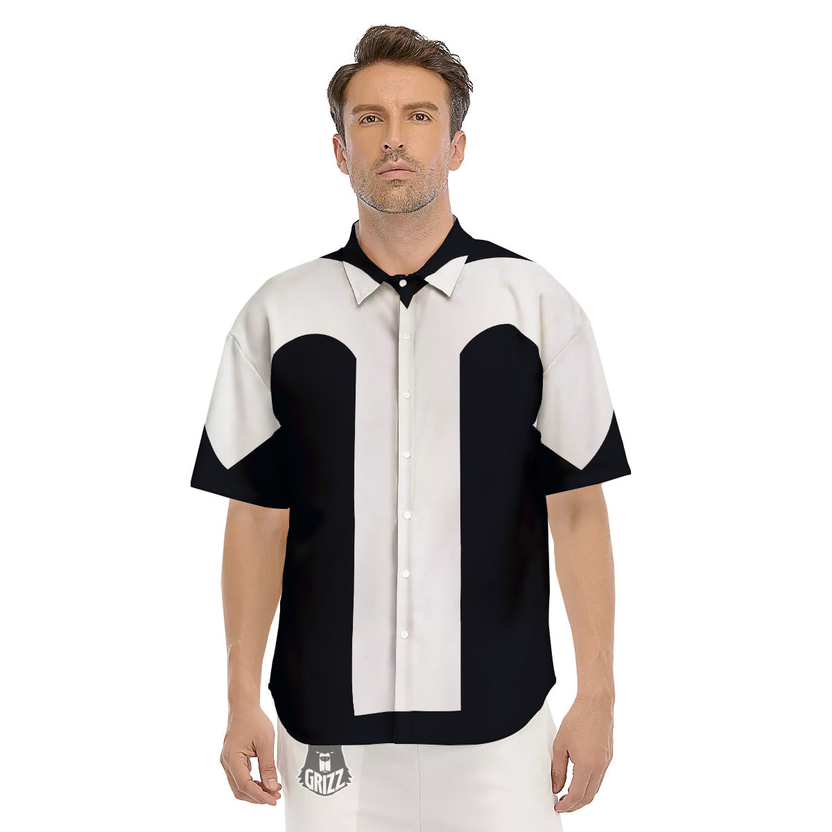 Aries Sign White And Black Print Men's Short Sleeve Shirts-grizzshop