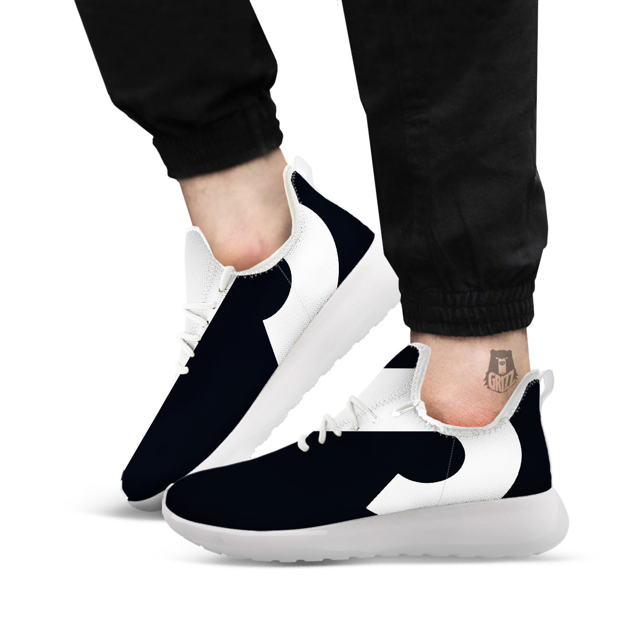 Aries Sign White And Black Print White Athletic Shoes-grizzshop