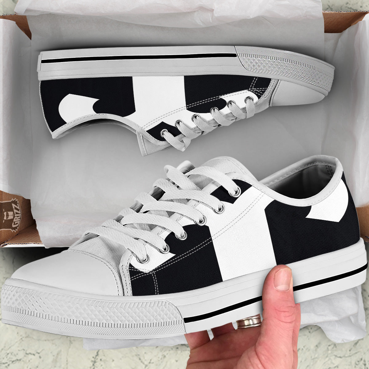 Aries Sign White And Black Print White Low Top Shoes-grizzshop