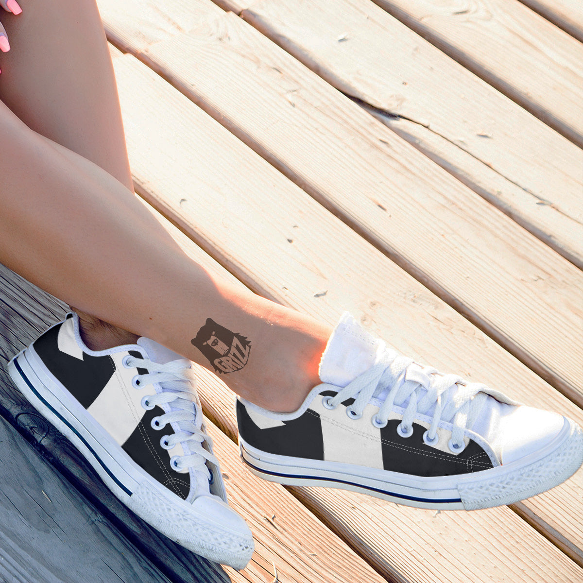 Aries Sign White And Black Print White Low Top Shoes-grizzshop