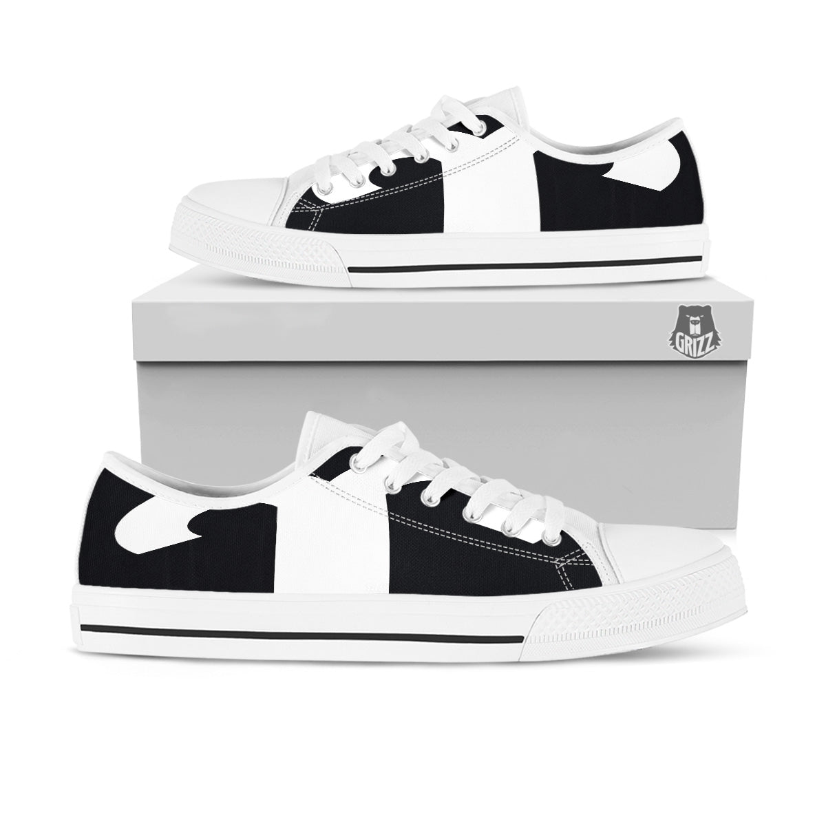 Aries Sign White And Black Print White Low Top Shoes-grizzshop