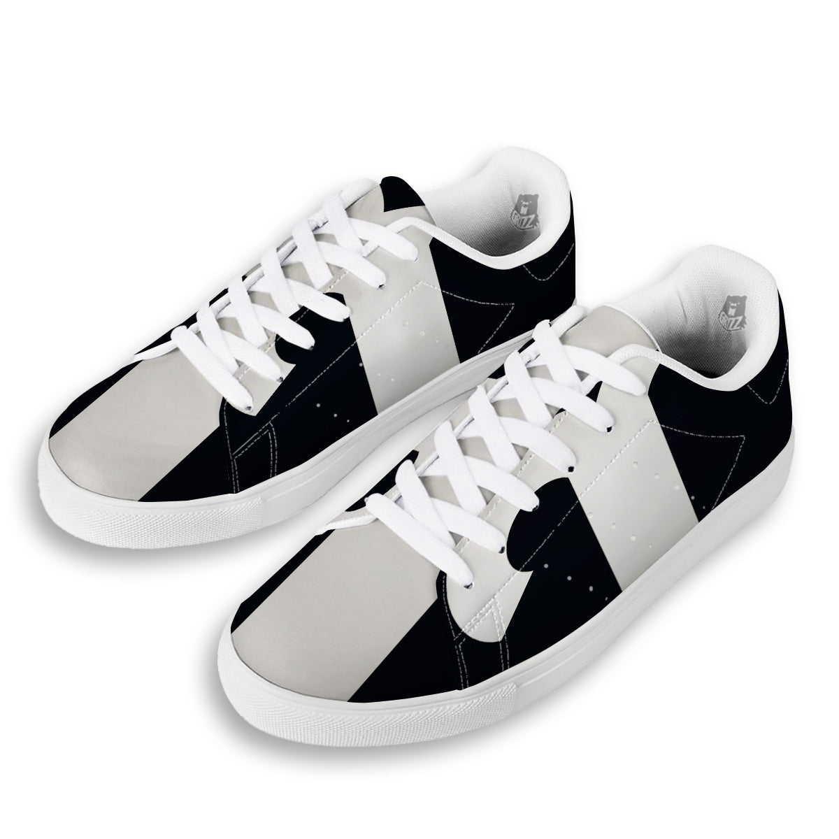 Aries Sign White And Black Print White Low Top Sneakers-grizzshop