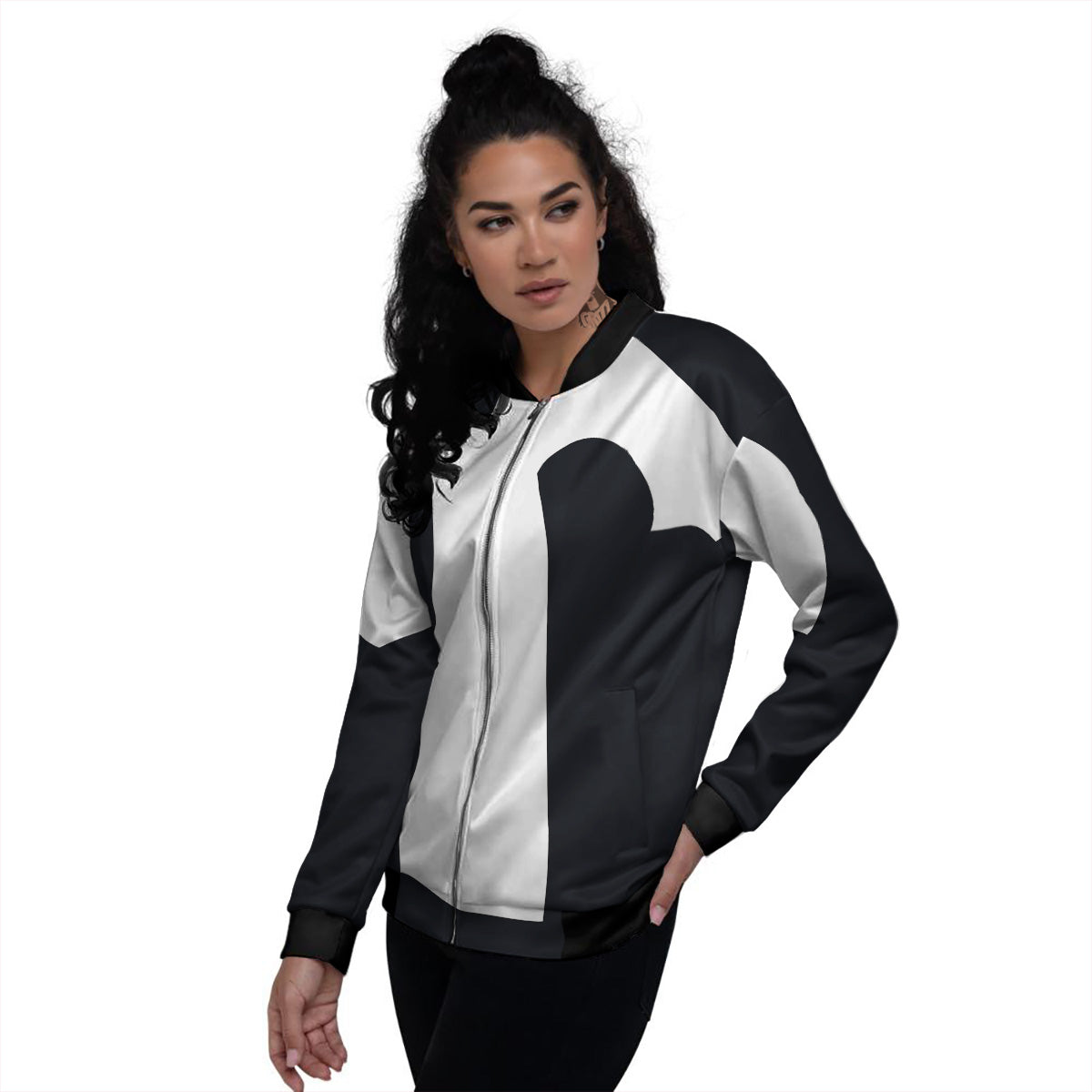 Aries Sign White And Black Print Women's Bomber Jacket-grizzshop