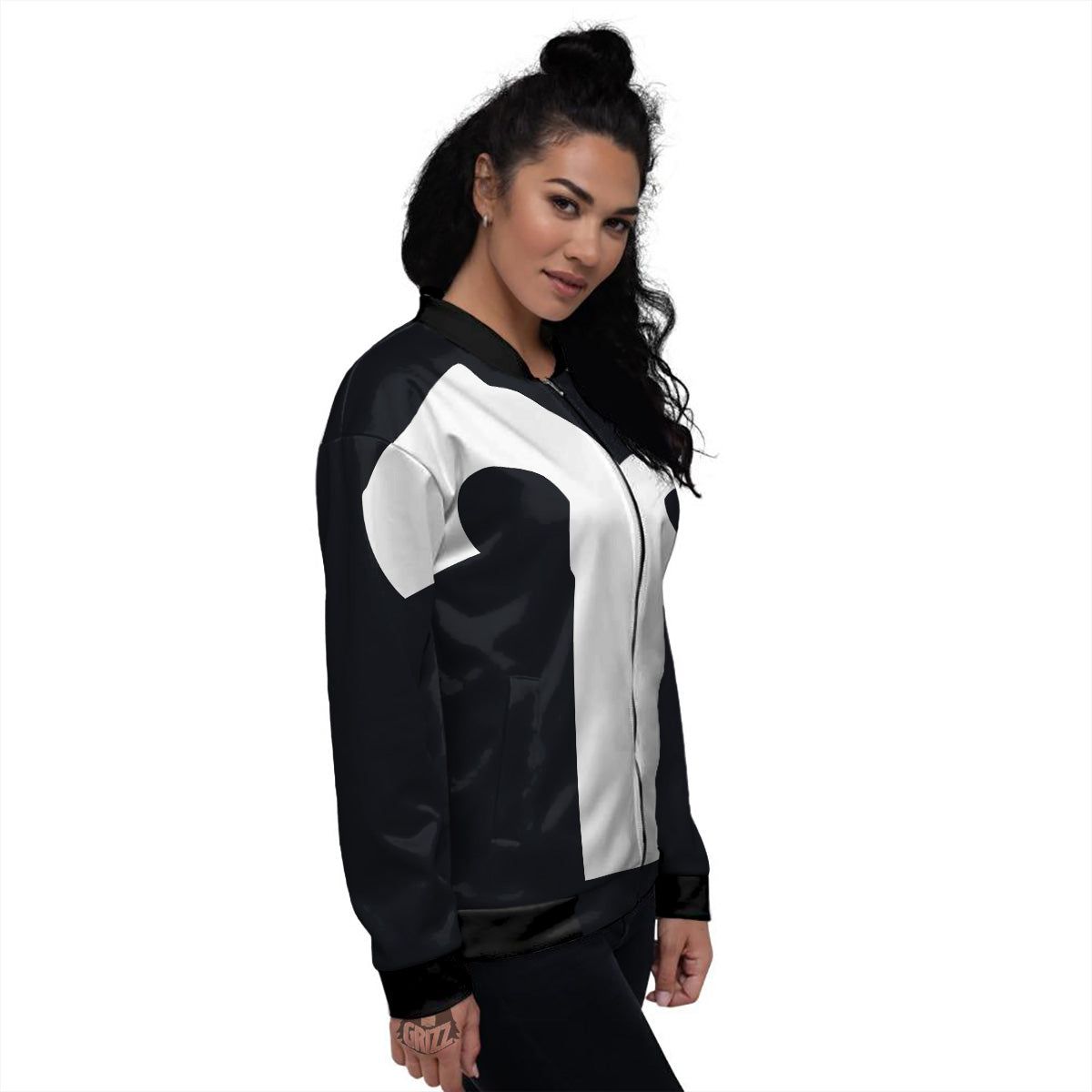 Aries Sign White And Black Print Women's Bomber Jacket-grizzshop