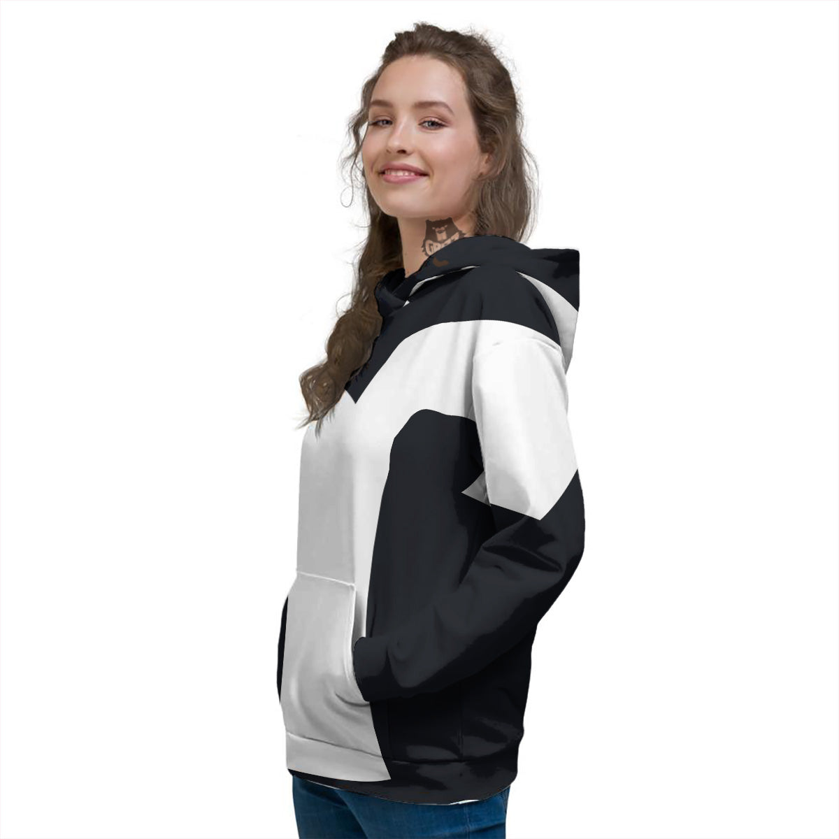 Aries Sign White And Black Print Women's Hoodie-grizzshop