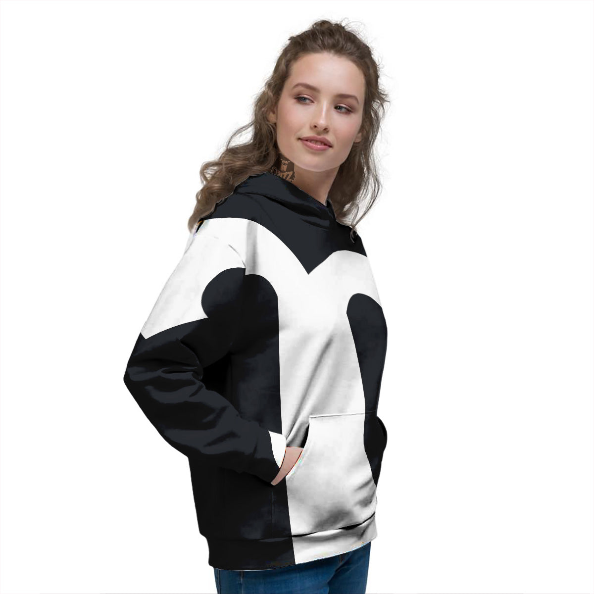 Aries Sign White And Black Print Women's Hoodie-grizzshop
