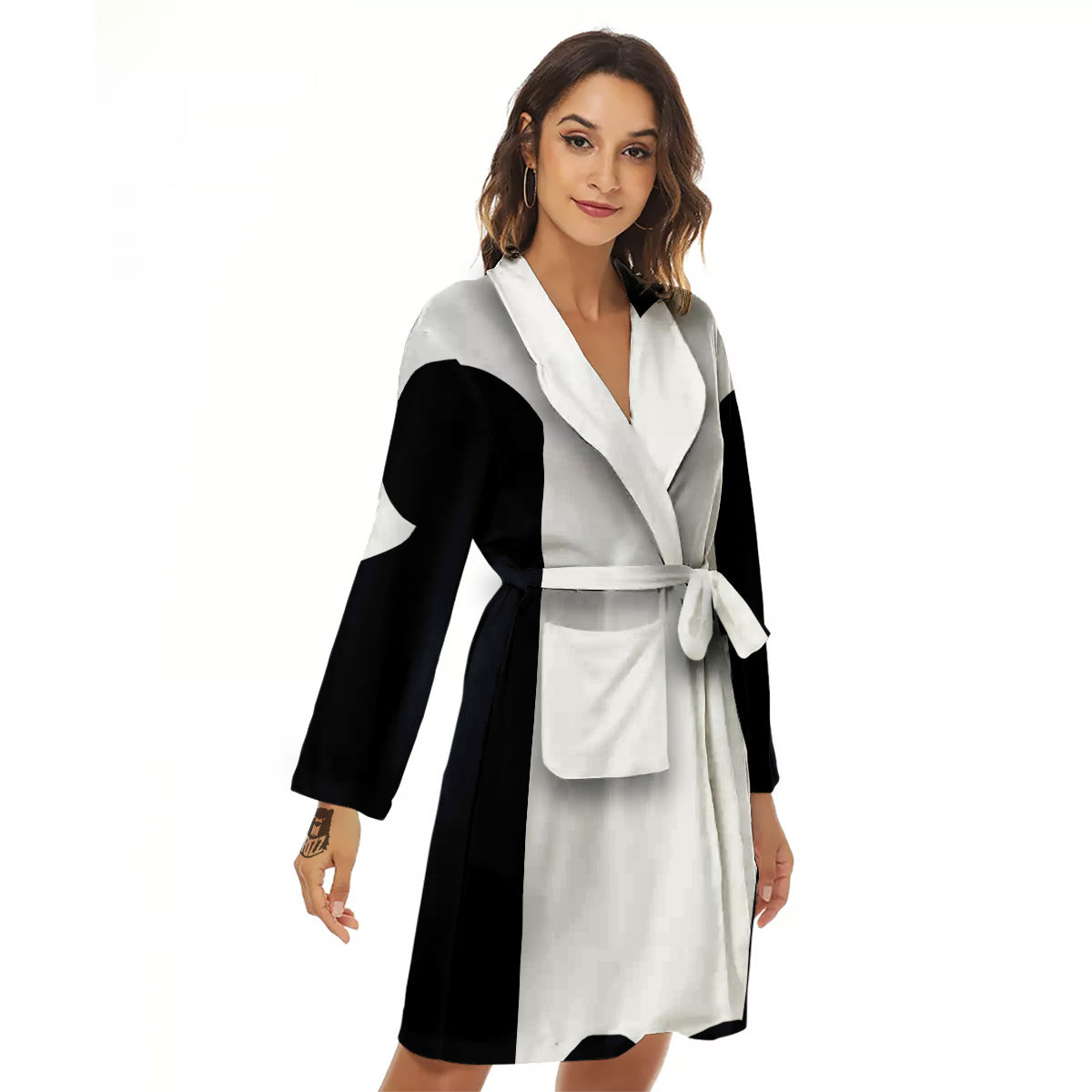 Aries Sign White And Black Print Women's Robe-grizzshop