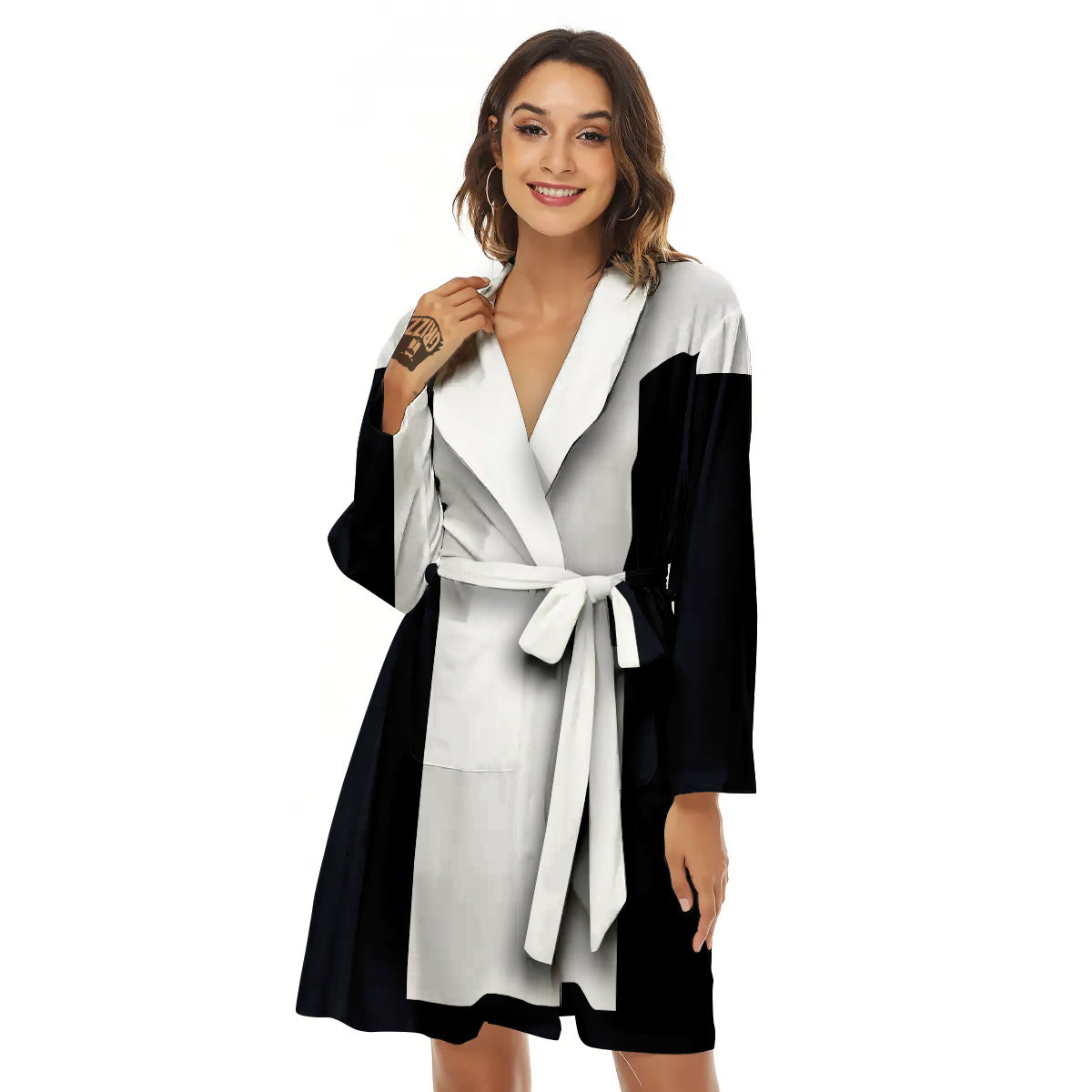 Aries Sign White And Black Print Women's Robe-grizzshop