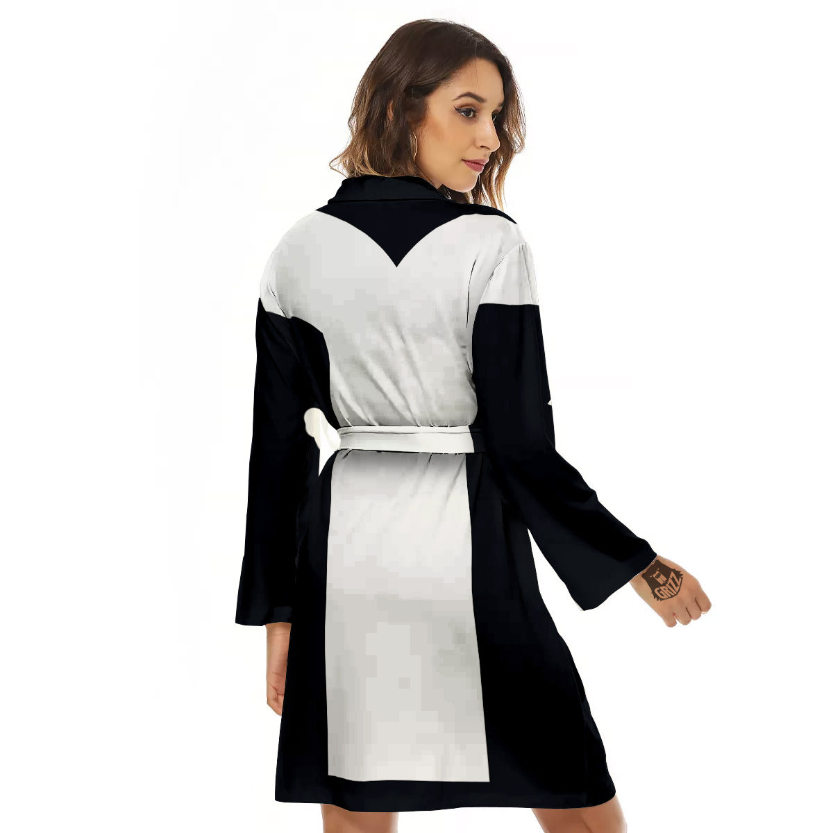 Aries Sign White And Black Print Women's Robe-grizzshop