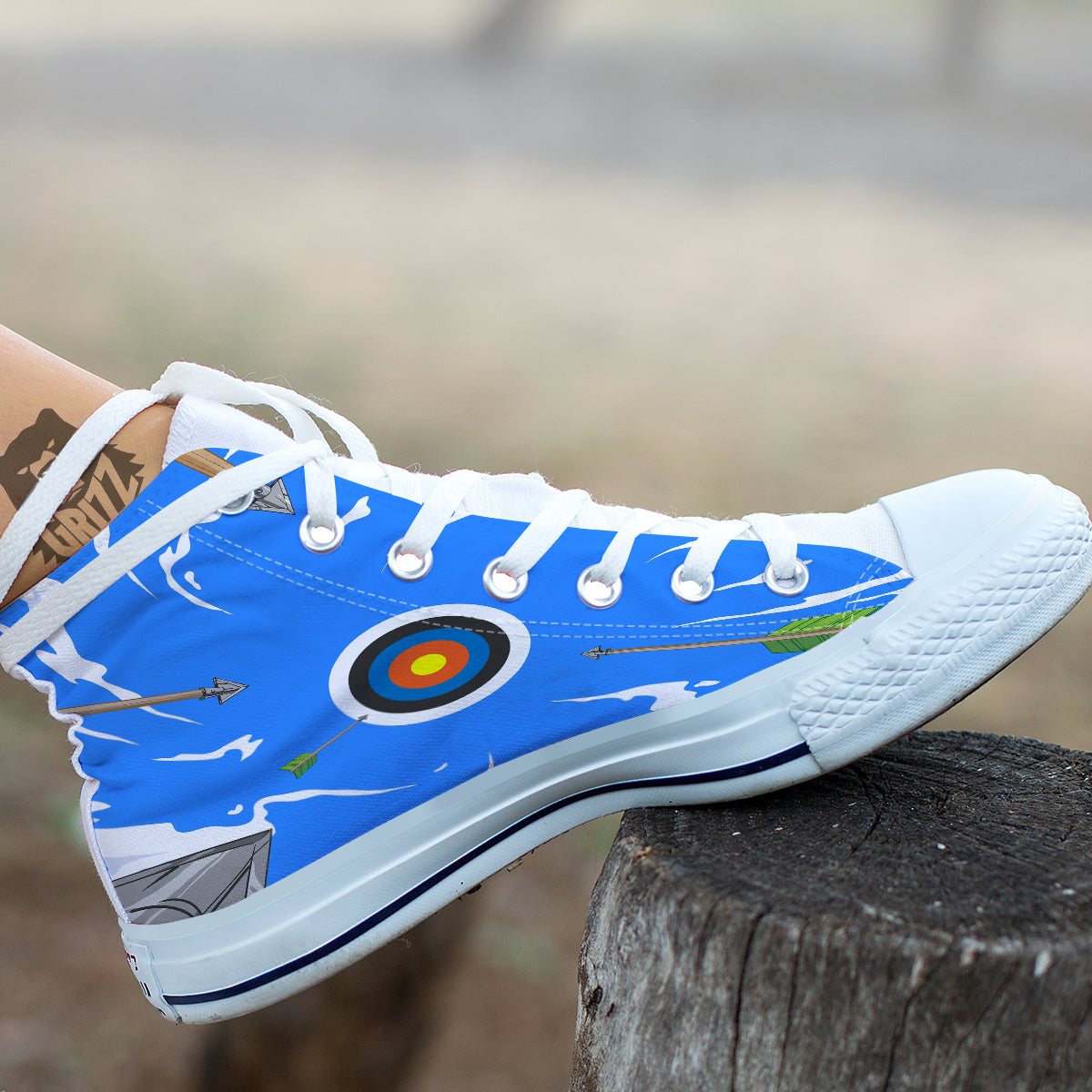Arrows Are Casting At The Target Print White High Top Shoes-grizzshop