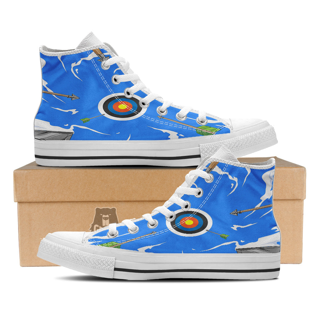 Arrows Are Casting At The Target Print White High Top Shoes-grizzshop