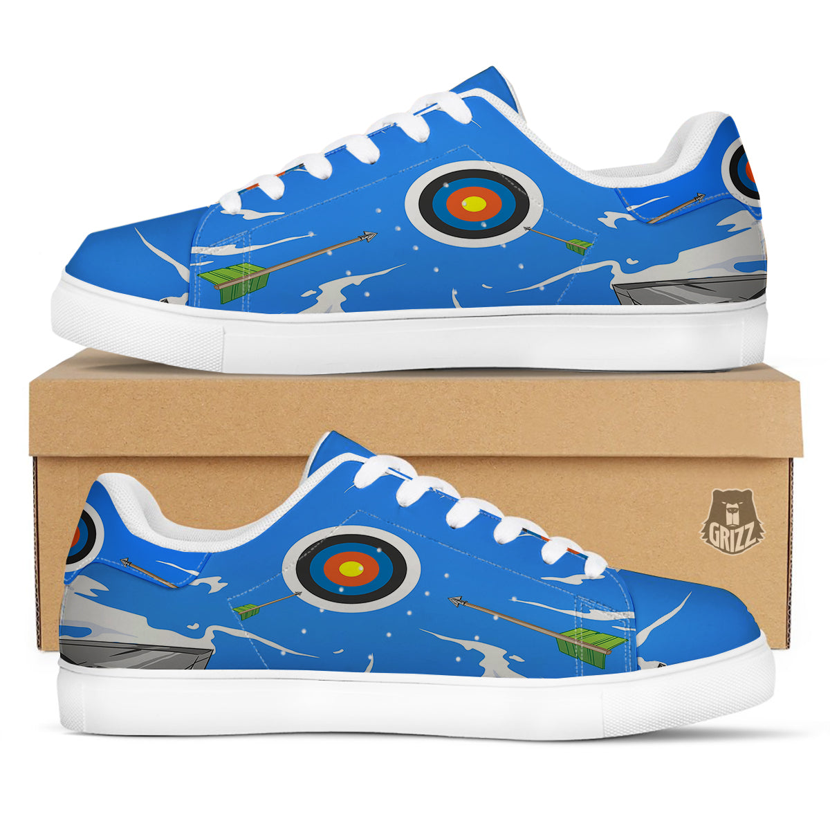 Arrows Are Casting At The Target Print White Low Top Sneakers-grizzshop