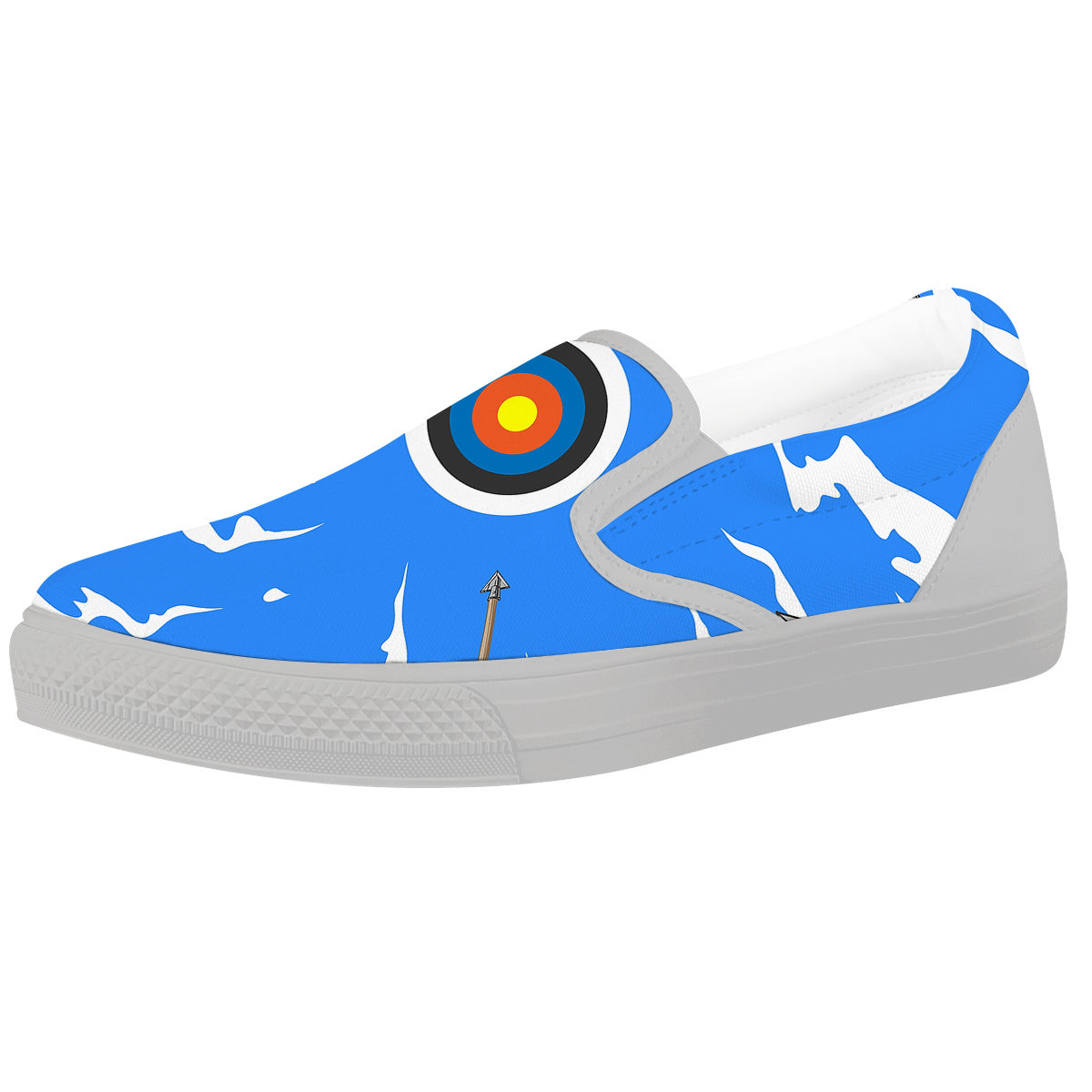 Arrows Are Casting At The Target Print White Slip On Shoes-grizzshop