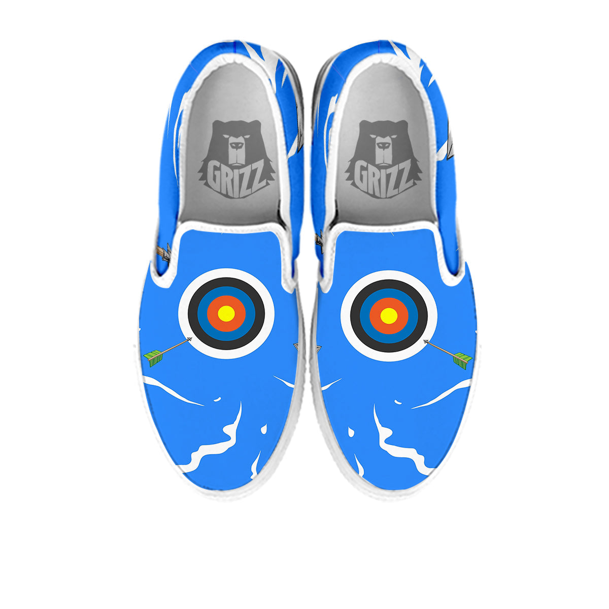 Arrows Are Casting At The Target Print White Slip On Shoes-grizzshop