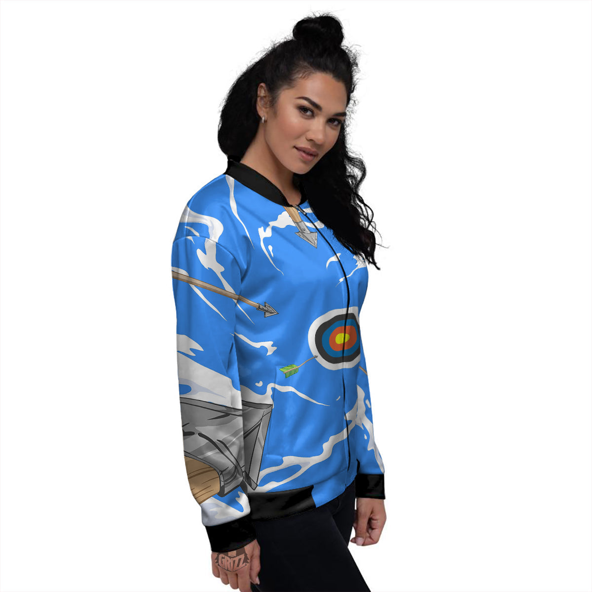 Arrows Are Casting At The Target Print Women's Bomber Jacket-grizzshop
